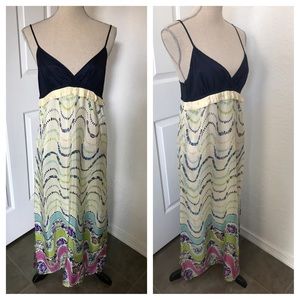 Mermaid by Anthro Silk Maxi Dress Loose Fit Floral